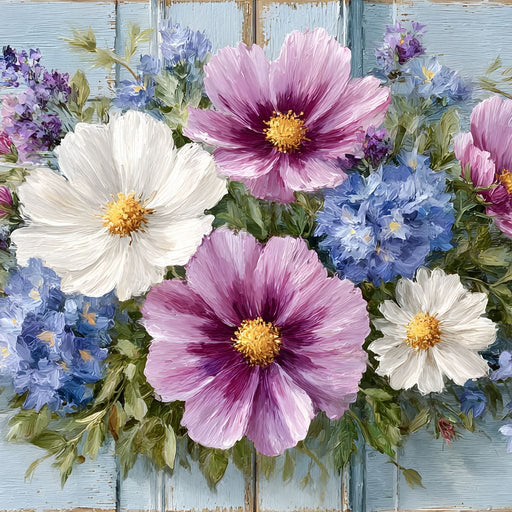 Rustic Pastel Cottage Flowers Canvas Print