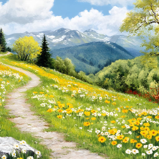 Path Through Floral Meadow Canvas Print