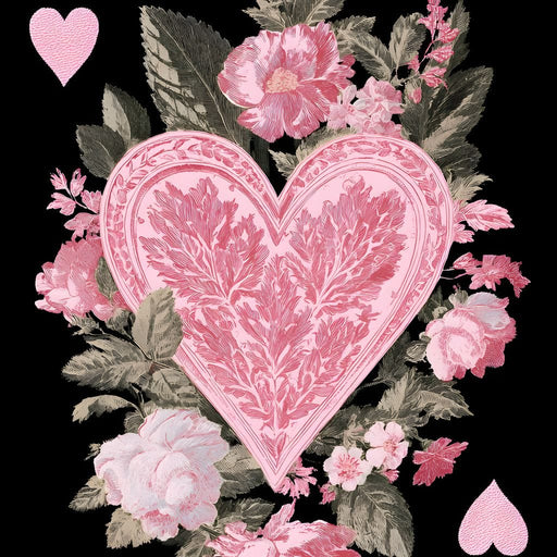 Floral Ace of Hearts Pink Rose Canvas Print