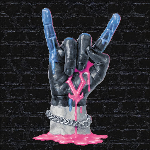 Liquid Neon Rock Gesture Tribute Canvas Print