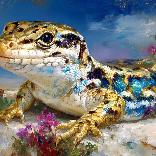 Golden Lizard Meadow Glow Canvas Print