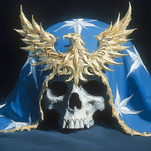 Gilded Phoenix Star Skull Canvas Print