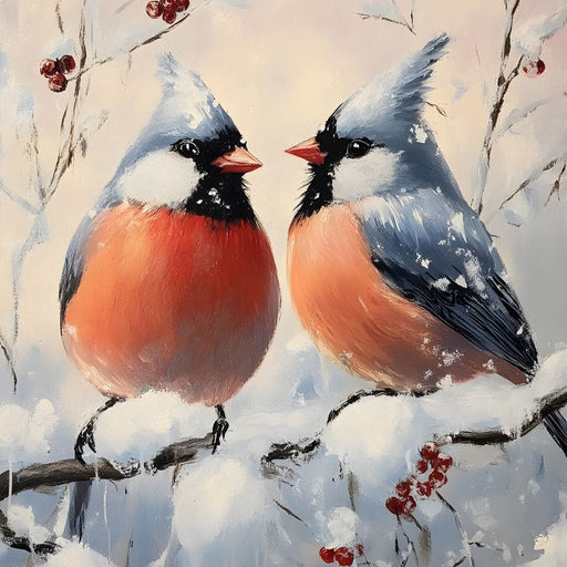 Winter Cardinals Berry Meeting Canvas Print