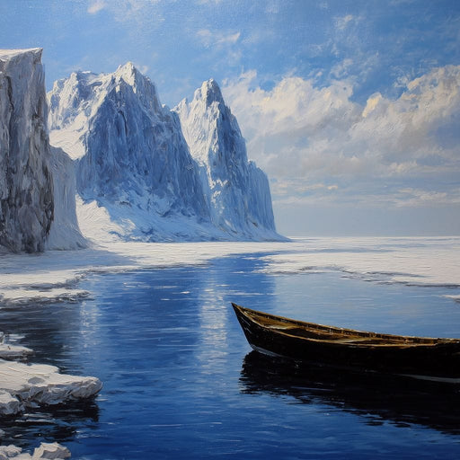 Silent Boat on Frozen Fjord Canvas Print