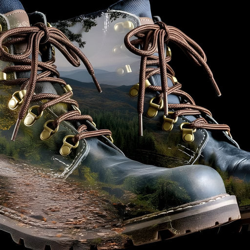 Mountain Trail Hiking Boots Double Exposure Canvas Print