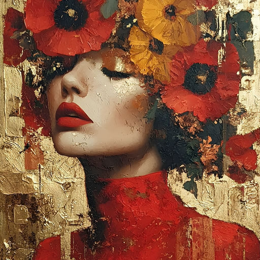 Golden Radiant Floral Muse Canvas Print