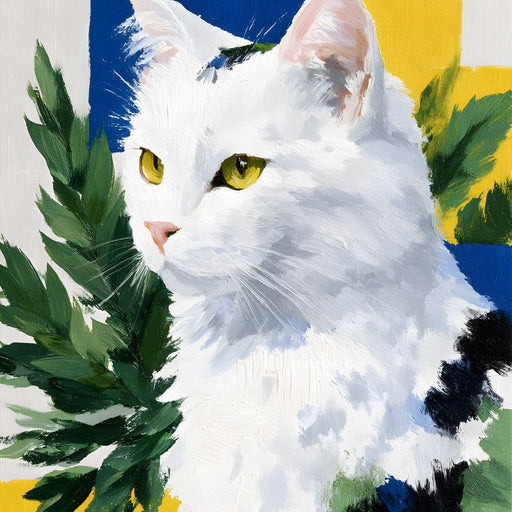 Snowy Feline Golden Eye Portrait Canvas Print