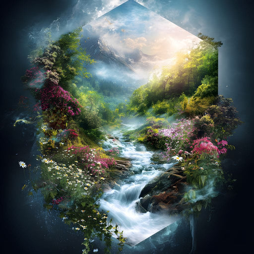 Hexagonal Nature Portal Cascade Canvas Print