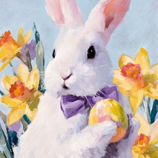 Pastel Easter Bunny With Egg Canvas Print
