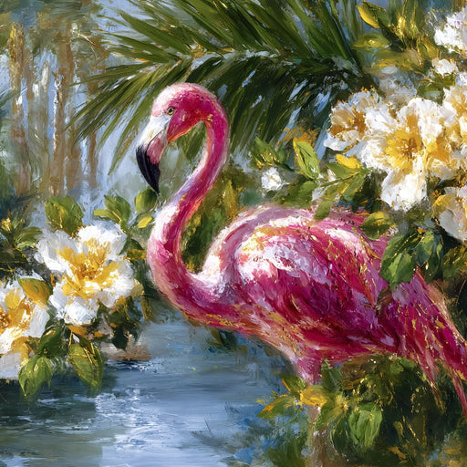 Tropical Flamingo Oasis Glow - Neal Hackett Canvas Print