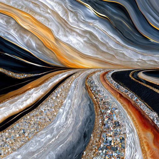Agate Currents With Diamond Seams - TooplesArt Canvas Print