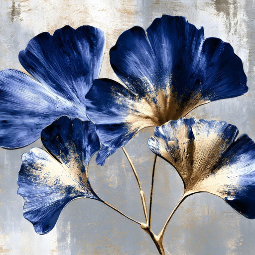 Gilded Ginkgo Leaves Under Moonlight Canvas Print