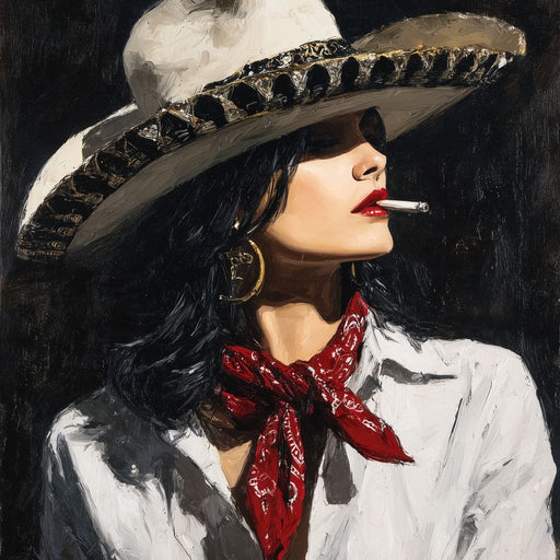 Noir Cowgirl Cigarette Glow Canvas Print