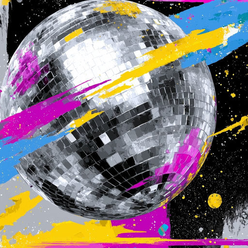 Neon Disco Ball Galaxy Pop Canvas Print