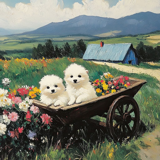 Puppy Cart Canvas Print