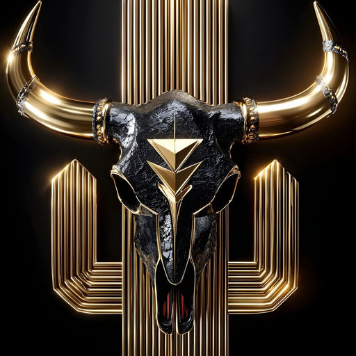 Golden Bull Deco Skull Majesty Canvas Print
