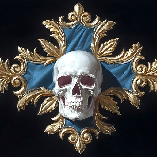 Gilded Skull Baroque Emblem Canvas Print