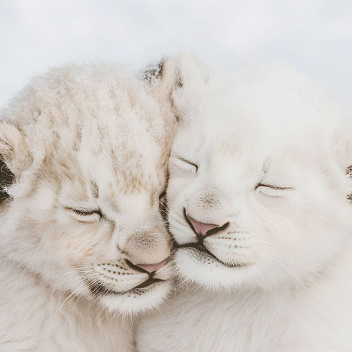 Cub Companions Embrace Tenderly Canvas Print