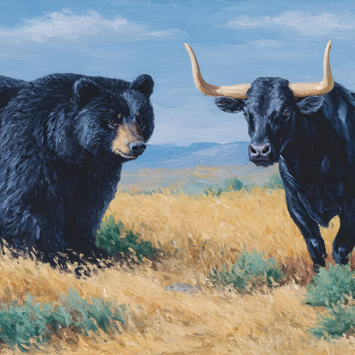 Bear and Bull Prairie Standoff Canvas Print
