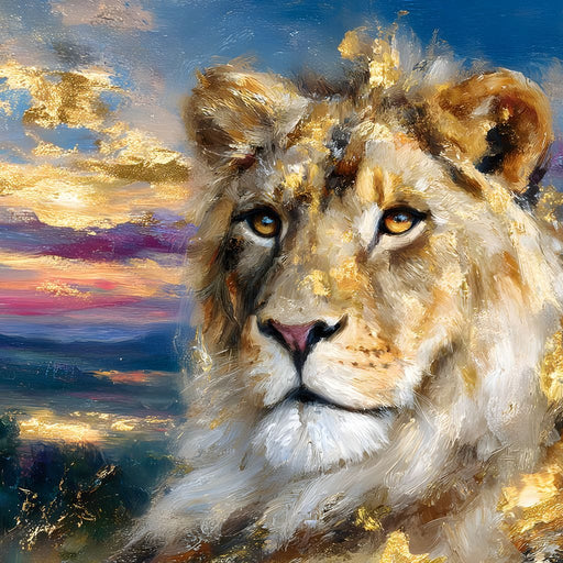 Golden Lioness Sunset Majesty Canvas Print
