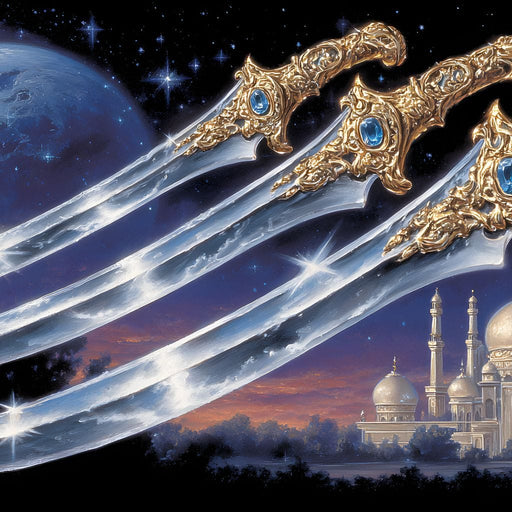 Moonlit Blades Over Golden Palace Canvas Print