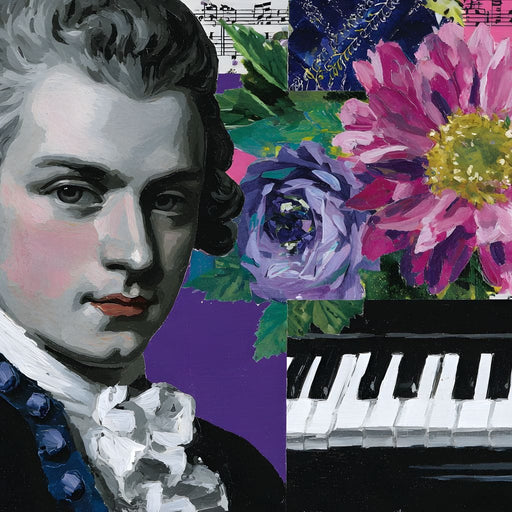 Classical Piano Pink Flowers Canvas Print