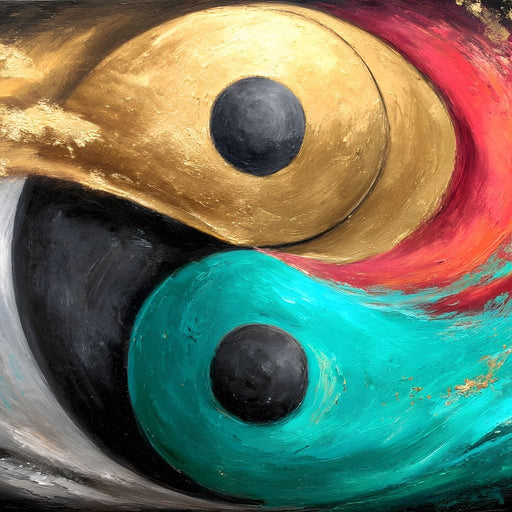 Celestial Duality Gold Turquoise Canvas Print