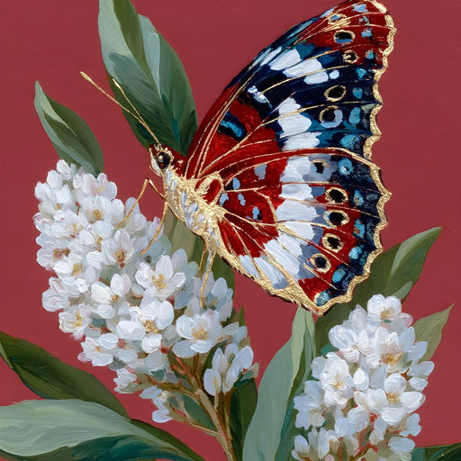 Radiant Papilio Over Floral Boughs Canvas Print