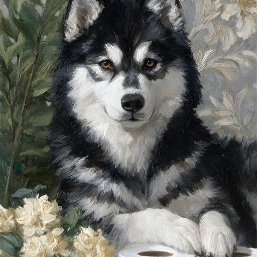 Malamute Bathroom Guardian Canvas Print