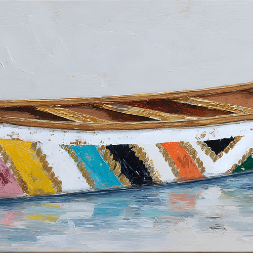 Colorful Canoe Reflections Calm Canvas Print