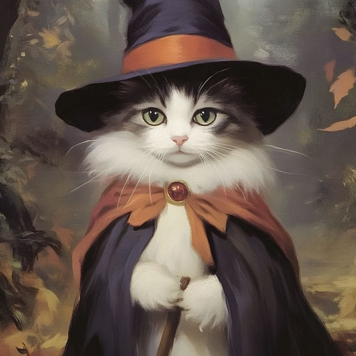 Enchanted Autumn Wizard Cat Canvas Print
