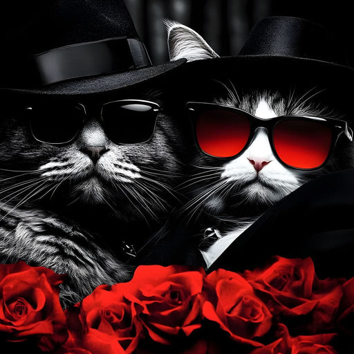 Feline Noir Enigma Roses Canvas Print