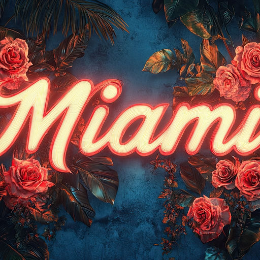 Neon Roses Miami Night Magic Canvas Print
