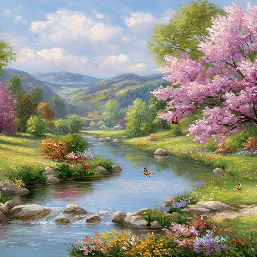 Springtime River Garden Melody Canvas Print