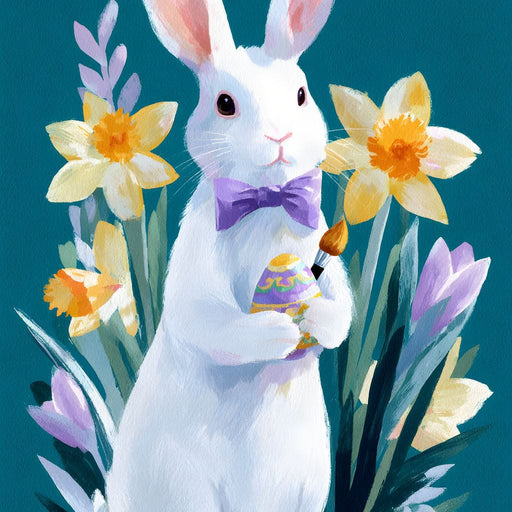 Easter Bunny With Daffodils Canvas Print
