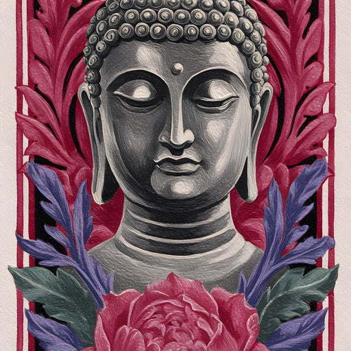 Tranquil Buddha Peony Garden Canvas Print