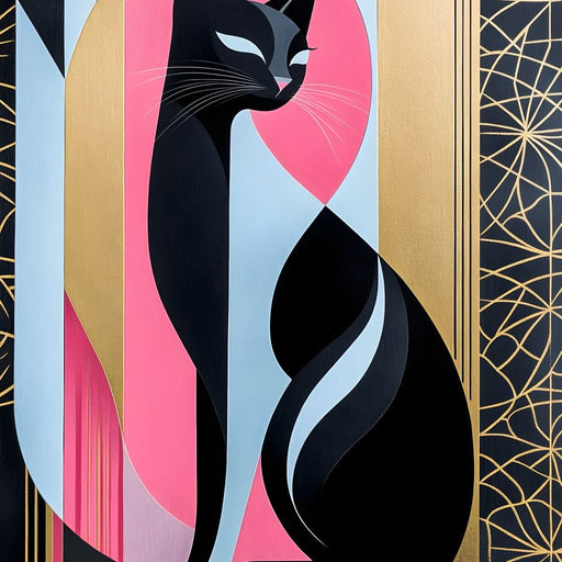 Feline Elegance Geometry Canvas Print