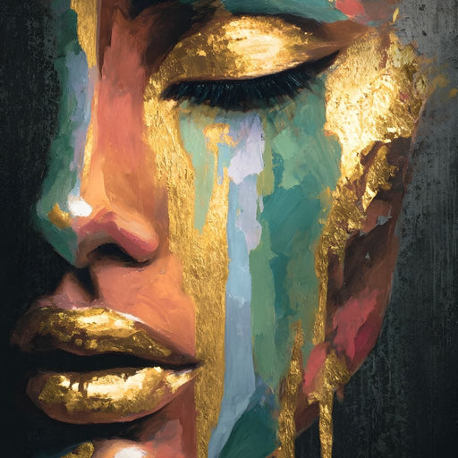 Golden Radiant Abstract Face B Canvas Print