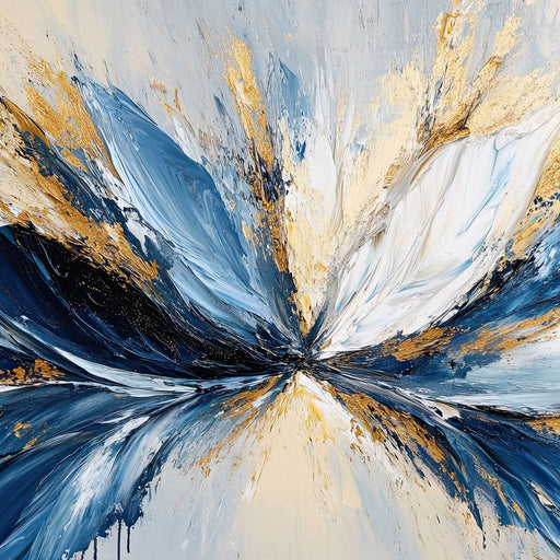 Blu, White & Gold Abstract Explosion Canvas Print