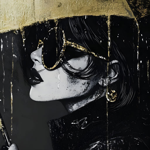 Golden Umbrella Women Enigma Canvas Print