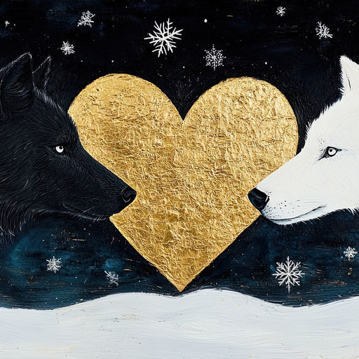 Golden Heart Winter Wolves Canvas Print