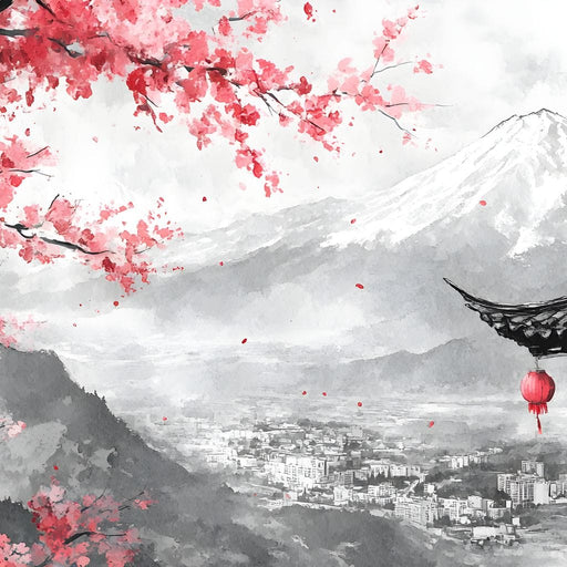 Cherry Blossom Landscape Canvas Print