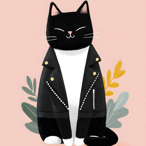 Rebel Feline Chic on Blush Canvas Print