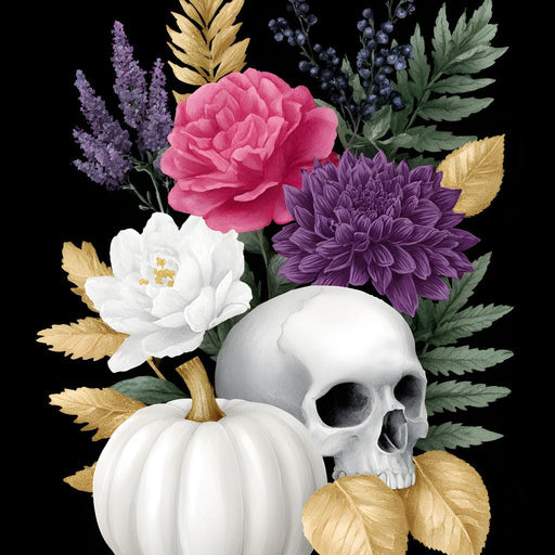 Gothic Floral Skull Elegance Canvas Print