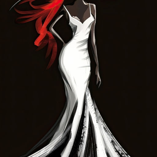 The White Dress - Sable Elegance with Flare Canvas Print