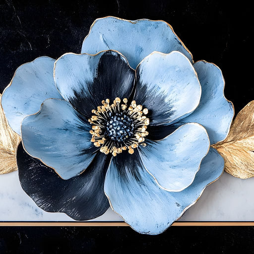 Golden Petals Azure Bloom Canvas Print