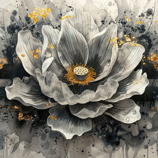 Golden Petal Monochrome Canvas Print