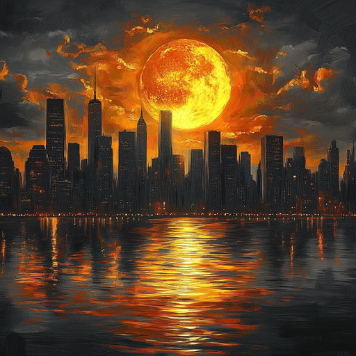 Golden Cityscape Nocturne Canvas Print