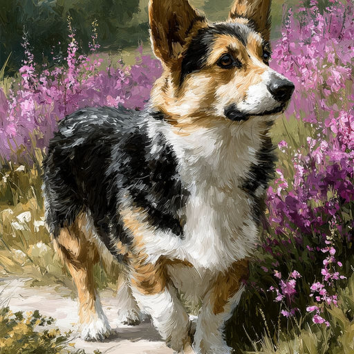 Corgi Along Heather Pathway Canvas Print