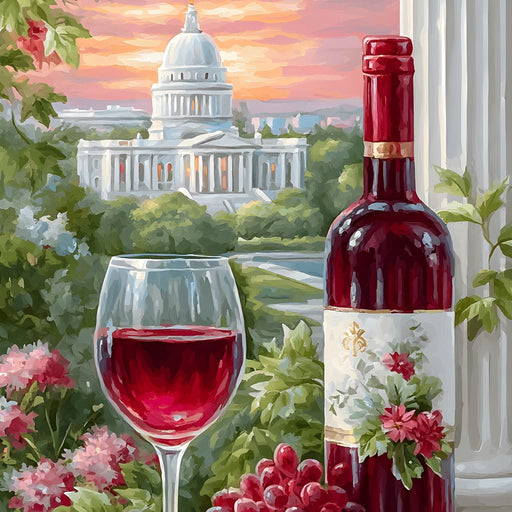 Capitol Tranquility & A Cup of Wine Canvas Print
